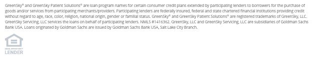 Financing for GreenSky© credit programs is provided by federally insured, federal and state chartered financial institutions without regard to race,color, religion,natinal origin, sex or familialstatus. NMLS #1416362; CT SLC-1416362; NJMT #1501607 C22