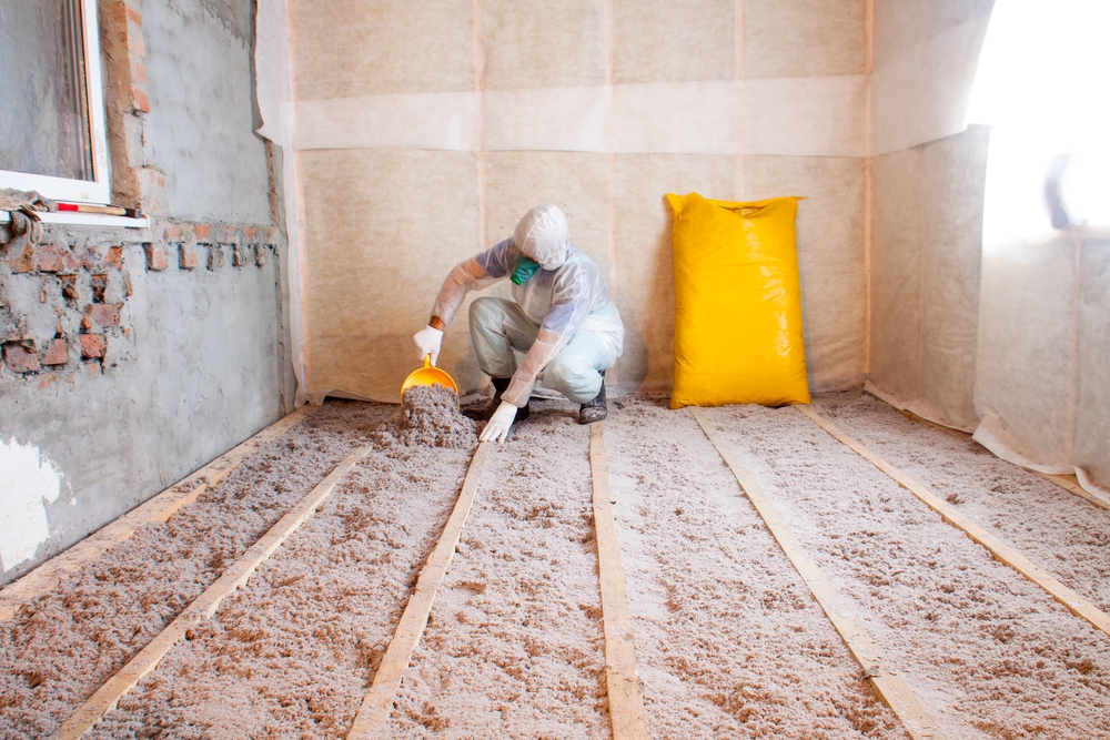 Cellulose insulation in attic