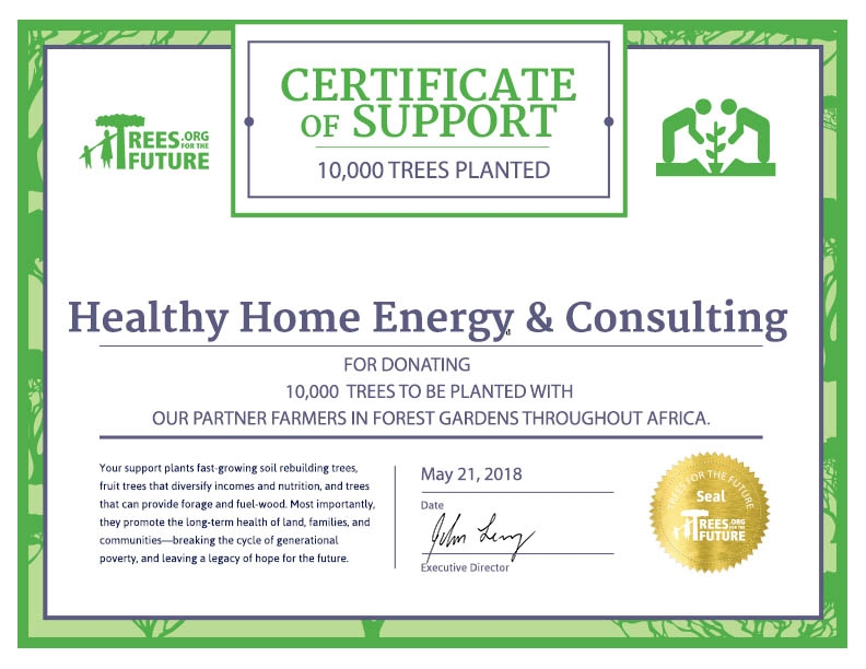 1000 Trees Project Certificate of Support