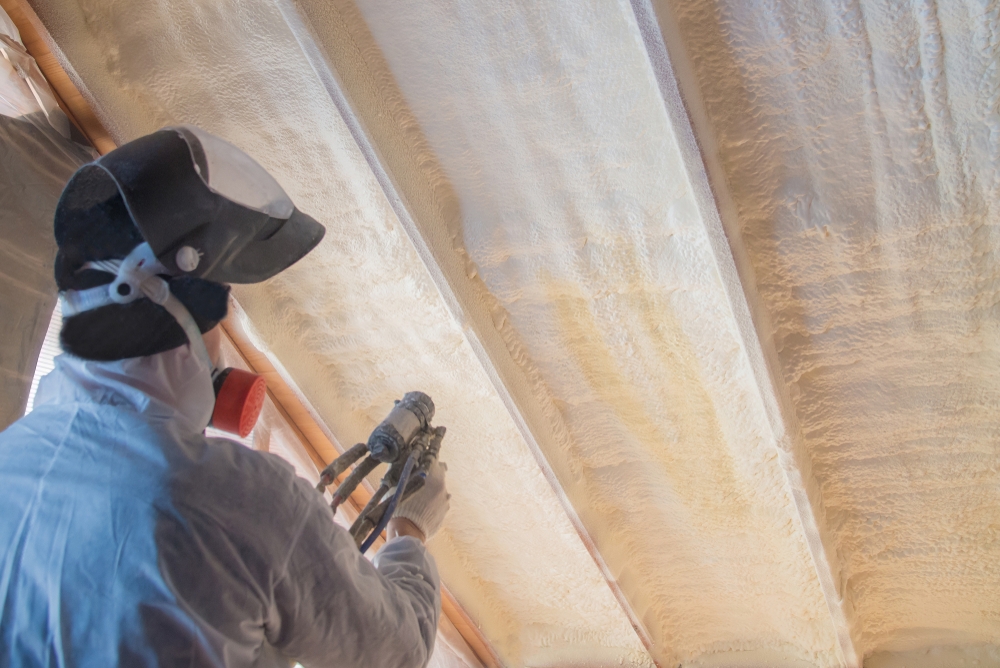 overhead spray foam in ceiling