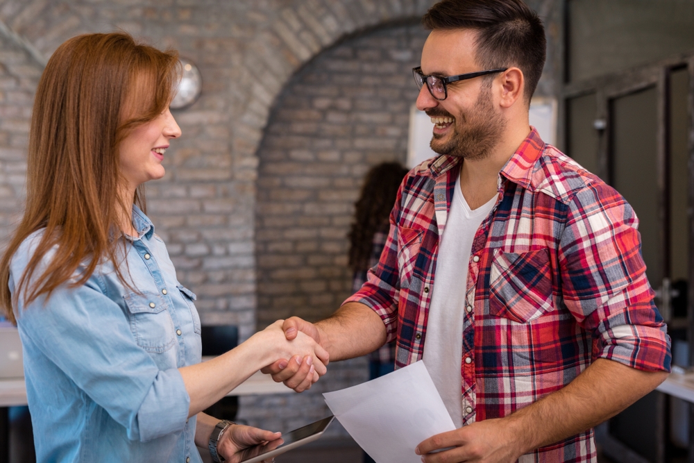 Handshake between two people