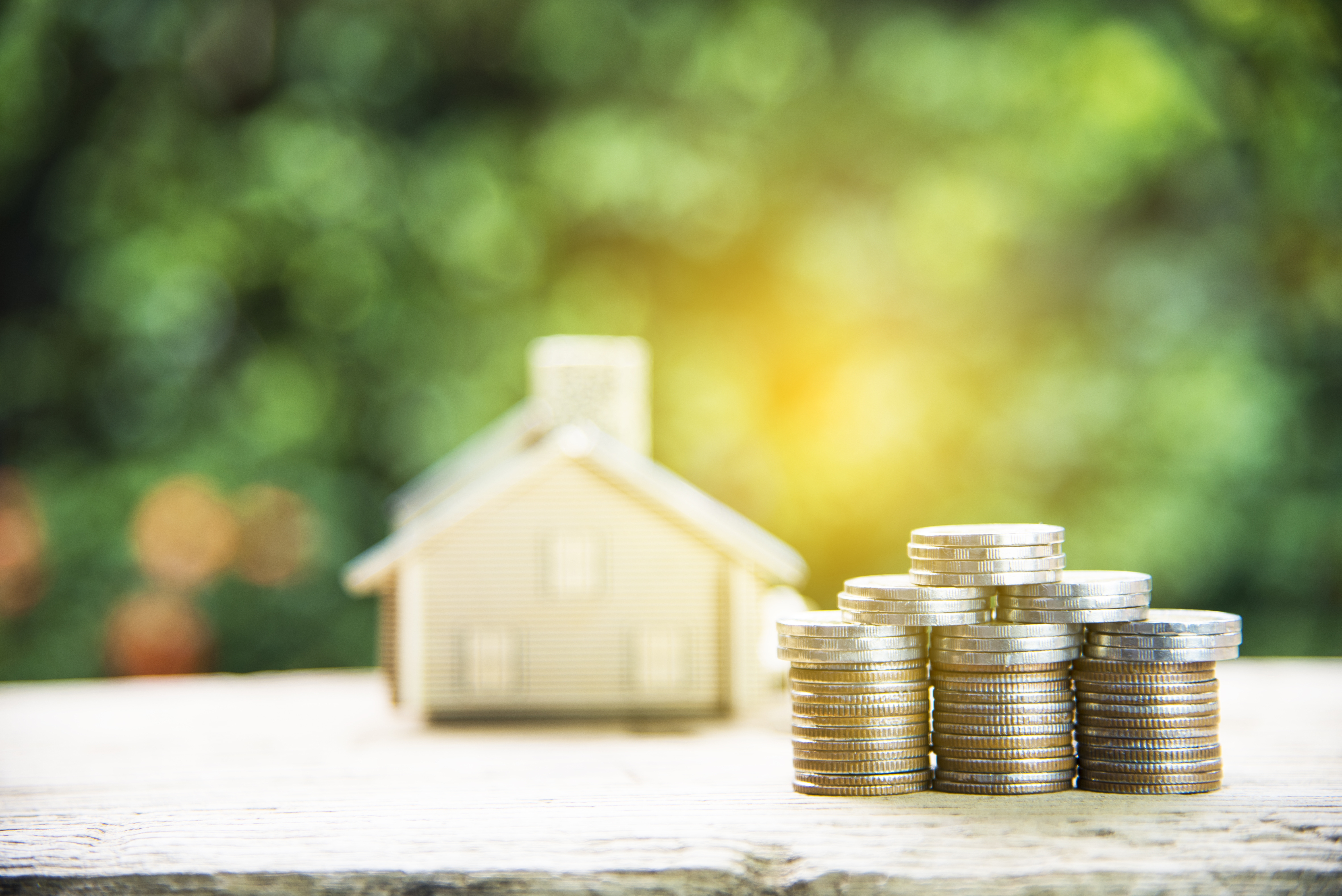 Model House With Stack of Coins 