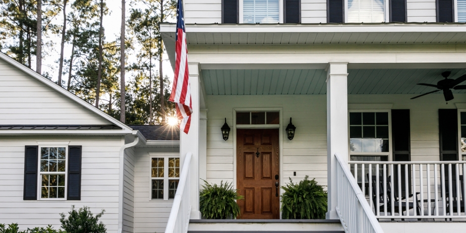 front of house white with black shutters