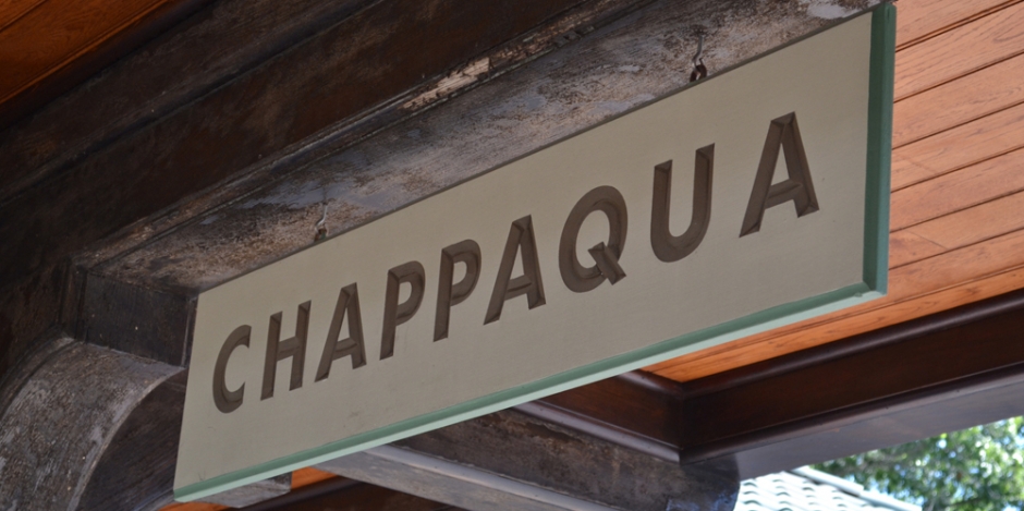 Healthy Home, Chappaqua train station sign, NY